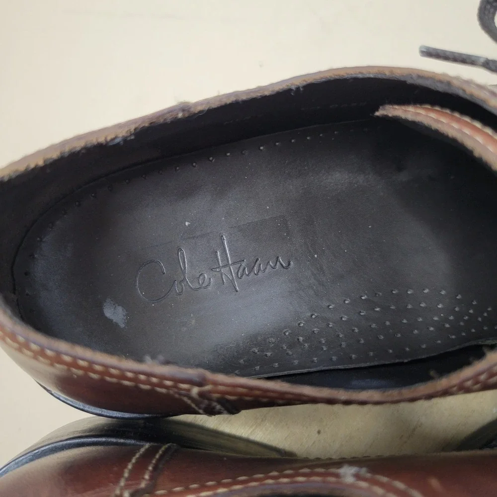 Cole Haan Mens Brown Leather Cap Toe Oxford Lace Up Dress Shoes C10643 size 8M